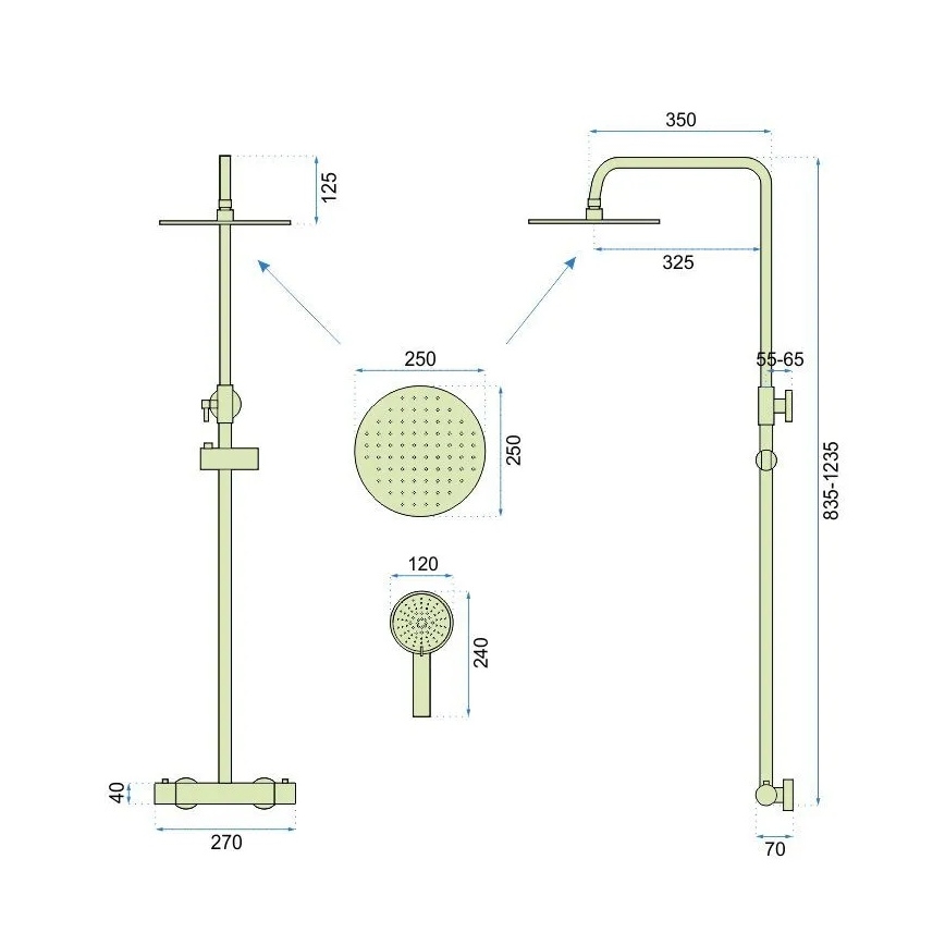 REA-P6602 - VINCENT Thermostatic Shower Set, Brushed Gold