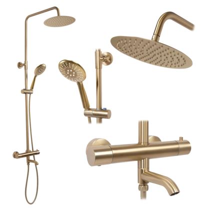 REA-P6604 - LUNGO thermostatic shower set, brushed gold