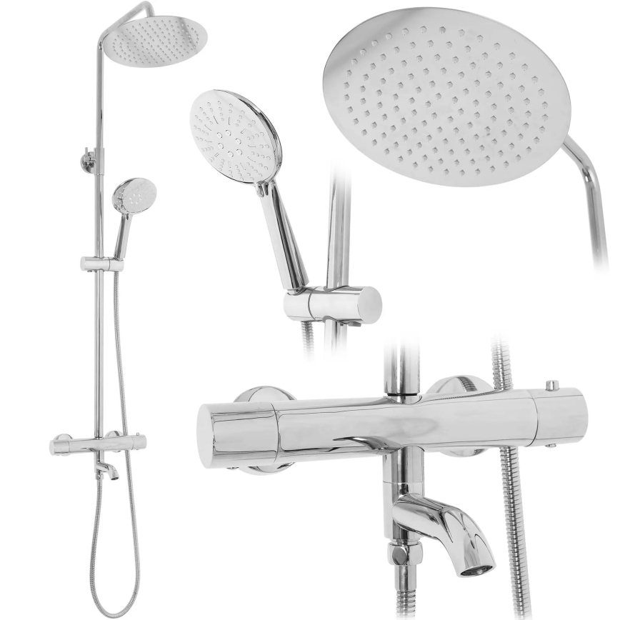 REA-P6607 - LUNGO shower set with thermostatic mixer, polished chrome