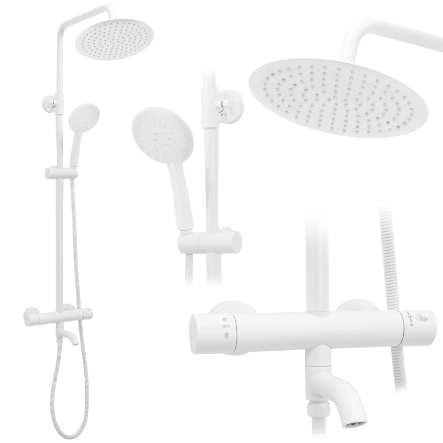 REA-P6608 - LUNGO Thermostatic Shower Set, Matte White