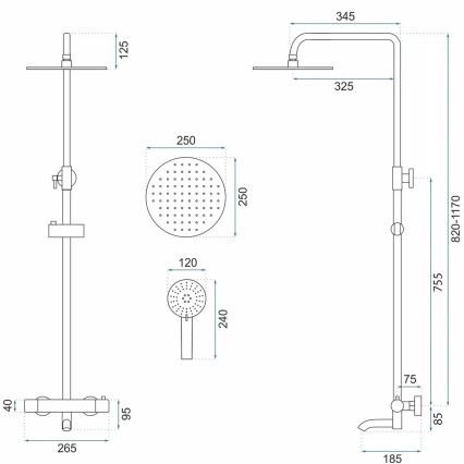 REA-P6608 - LUNGO Thermostatic Shower Set, Matte White