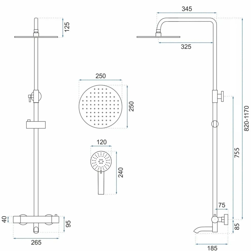 REA-P6608 - LUNGO Thermostatic Shower Set, Matte White