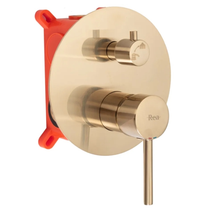 REA-P6609 - LUNGO Shower Set with Thermostatic Concealed Mixer, Brushed Gold