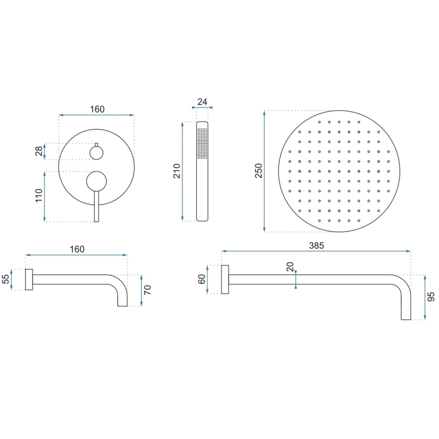 REA-P6609 - LUNGO Shower Set with Thermostatic Concealed Mixer, Brushed Gold