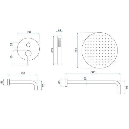 REA-P6609 - LUNGO shower set with concealed mixer, brushed gold