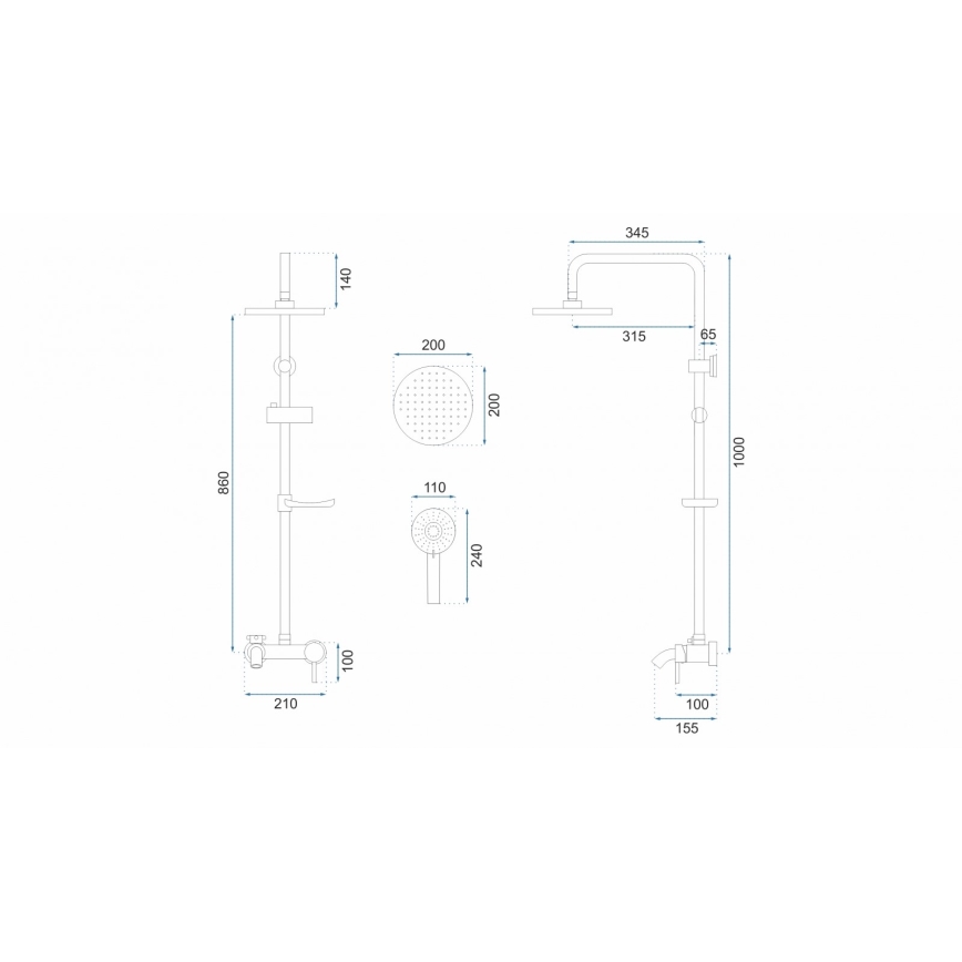 REA-P7005 - LUIS Shower Set with Mixer Tap, Matte Black