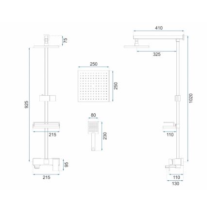 REA-P7050 - JACK Shower Set with Mixer Tap, Brushed Gold Finish