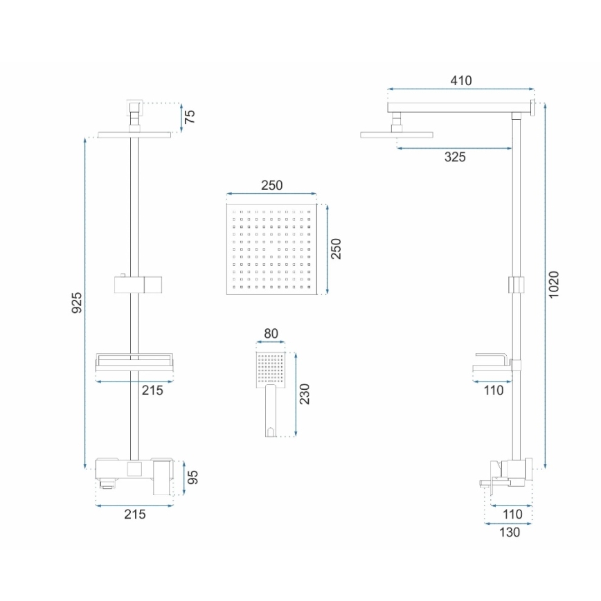 REA-P7050 - JACK Shower Set with Mixer Tap, Brushed Gold Finish