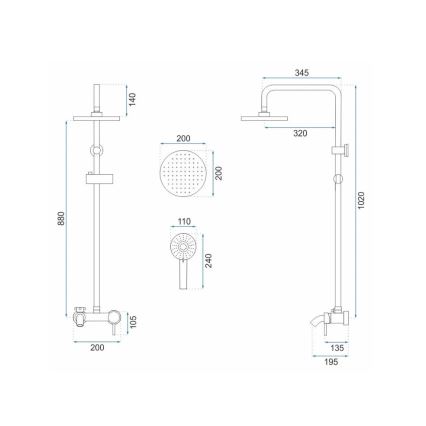 REA-P7051 - LUIS Brushed Gold Shower Set with Mixer Tap