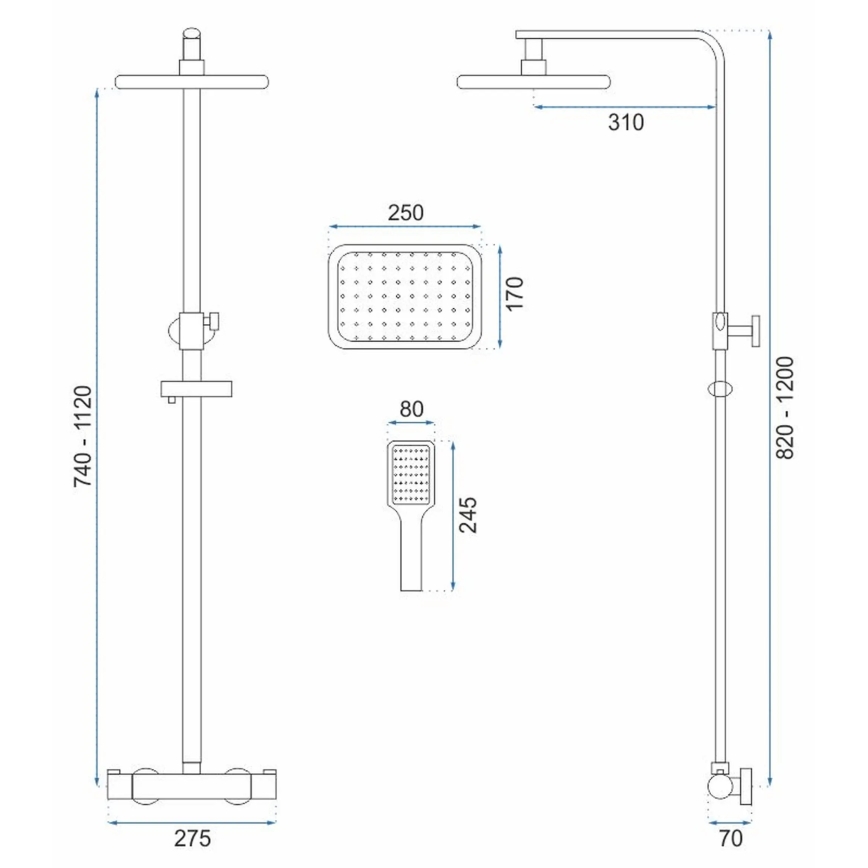 REA-P7100 - TOM Thermostatic Shower Set in Polished Chrome