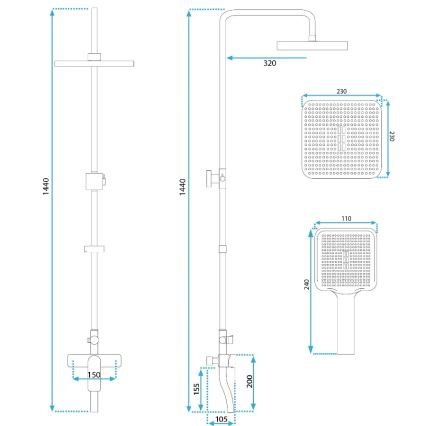 REA-P7841 - ARGUS Brushed Gold Shower Set with Mixer Tap