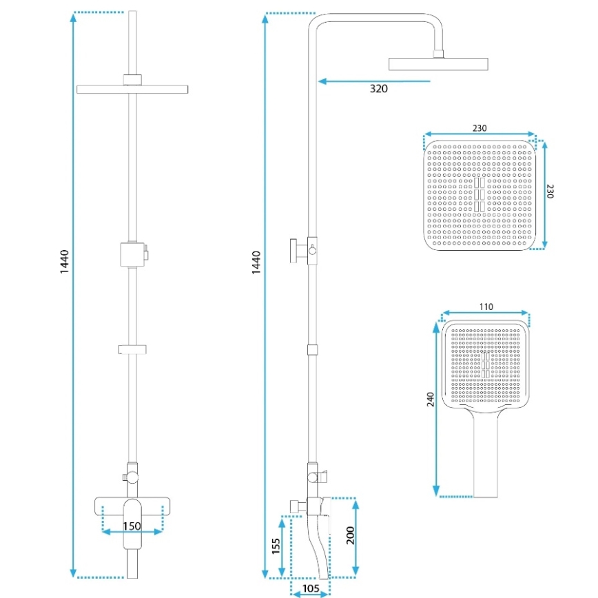 REA-P7841 - ARGUS Brushed Gold Shower Set with Mixer Tap