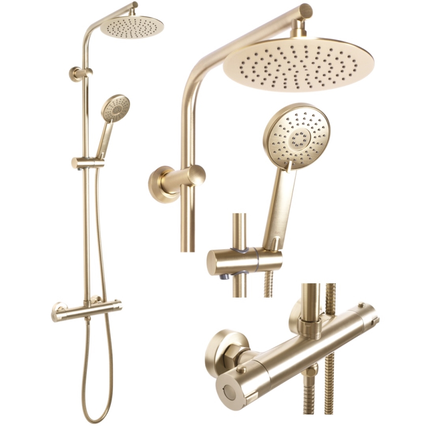REA-P8413 - BLISS Thermostatic Shower Set, Brushed Gold