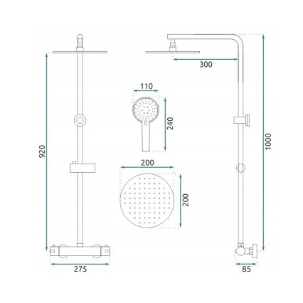 REA-P8413 - BLISS Thermostatic Shower Set, Brushed Gold