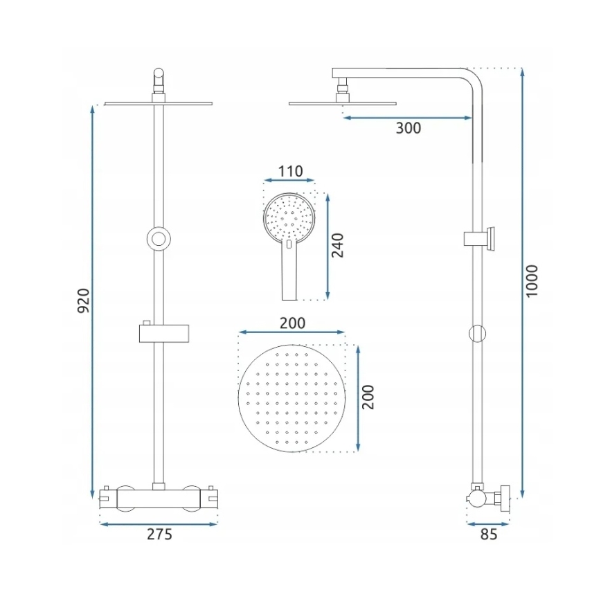REA-P8413 - BLISS Thermostatic Shower Set, Brushed Gold