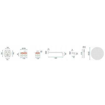 REA-P8551 - LUNGO Brushed Gold Shower Set with Thermostatic Concealed Mixer