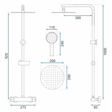 REA-P8804 - BLISS Thermostatic Shower Set, Matte Black
