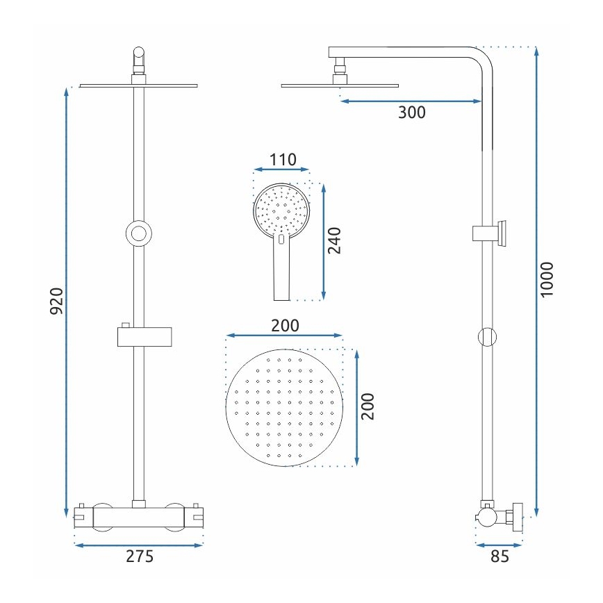REA-P8804 - BLISS Thermostatic Shower Set, Matte Black