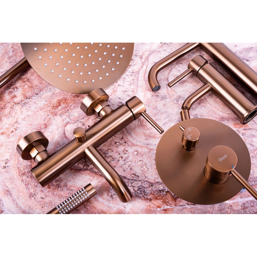 REA-P8807 - LUNGO Thermostatic Shower Set with Mixer, Brushed Copper