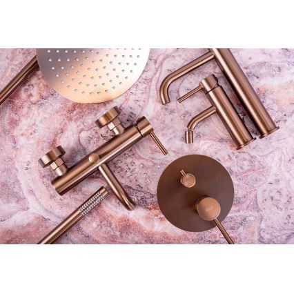REA-P8807 - LUNGO Thermostatic Shower Set with Mixer, Brushed Copper