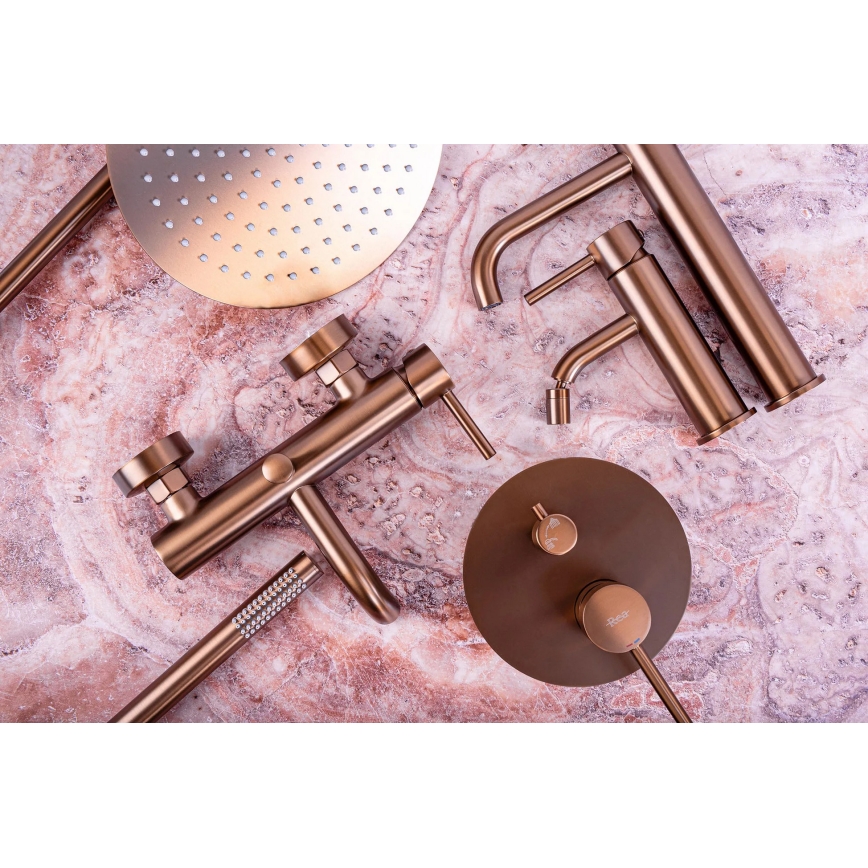REA-P8807 - LUNGO Thermostatic Shower Set with Mixer, Brushed Copper
