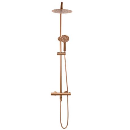 REA-P8807 - LUNGO Thermostatic Shower Set with Mixer, Brushed Copper