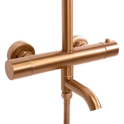 REA-P8807 - LUNGO Thermostatic Shower Set with Mixer, Brushed Copper