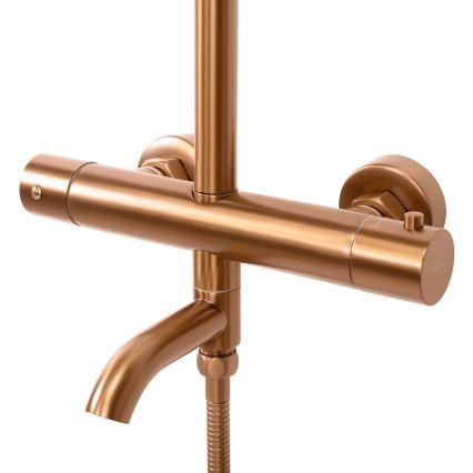 REA-P8807 - LUNGO Thermostatic Shower Set with Mixer, Brushed Copper