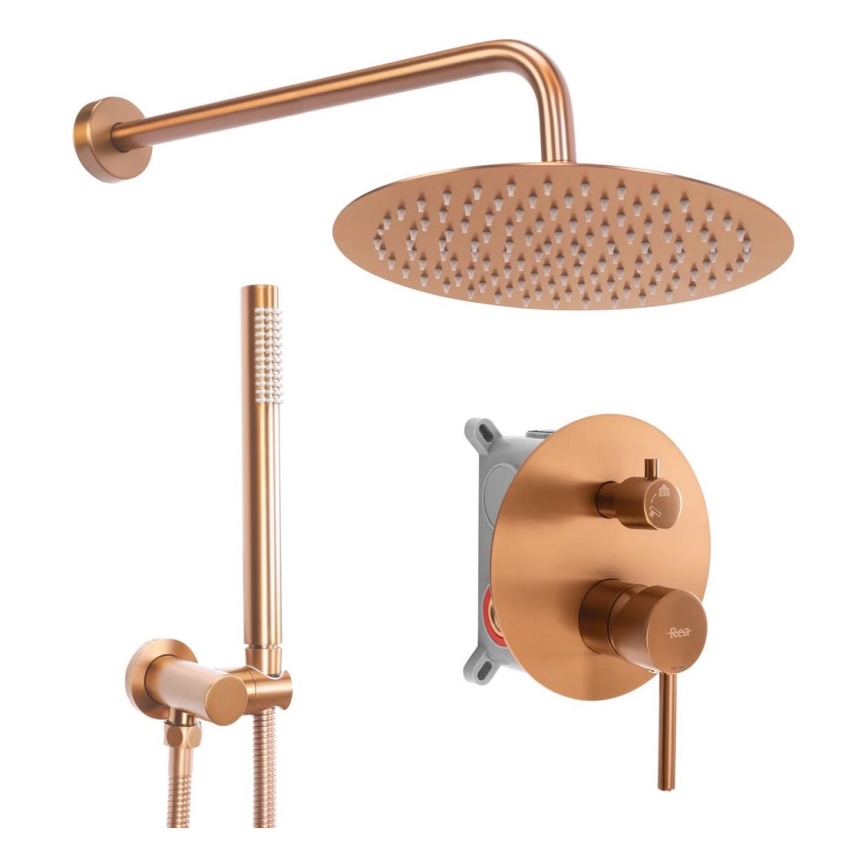 REA-P8809 - LUNGO Concealed Shower Set with Built-in Mixer, Brushed Copper Finish