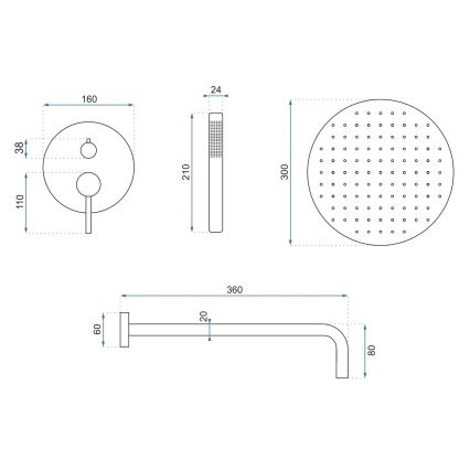 REA-P8809 - LUNGO Concealed Shower Set with Built-in Mixer, Brushed Copper Finish