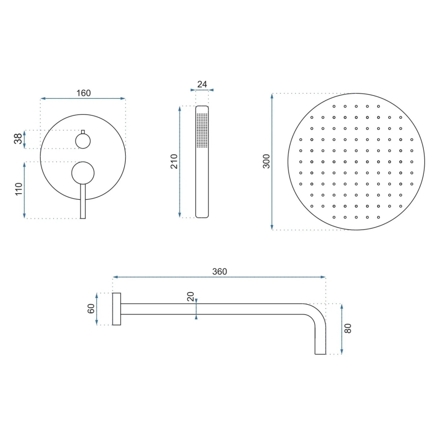 REA-P8809 - LUNGO Concealed Shower Set with Built-in Mixer, Brushed Copper Finish