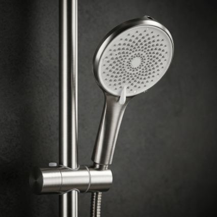 REA-P9498 - RIVO shower set with mixer, brushed steel finish