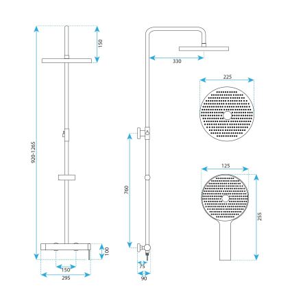 REA-P9498 - RIVO shower set with mixer, brushed steel finish