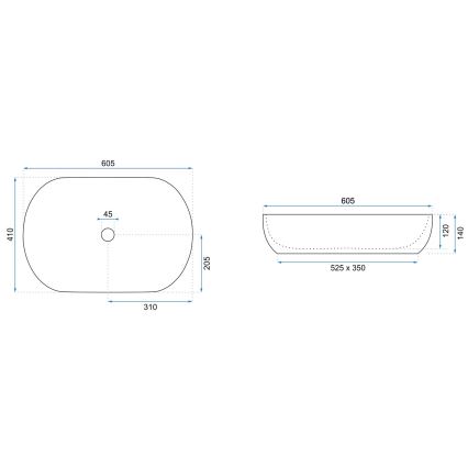 REA-U0024 - CLEO Countertop Basin 41 x 60.5 cm ceramic/glossy white