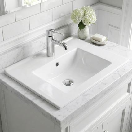 REA-U0040 - Flush-mounted washbasin DAFNE 46,5x76 cm ceramic/glossy white