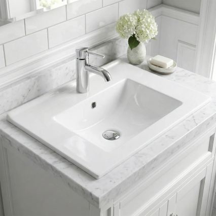 REA-U0190 - DAFNE Recessed Washbasin 46.5 x 72 cm, Ceramic, Glossy White