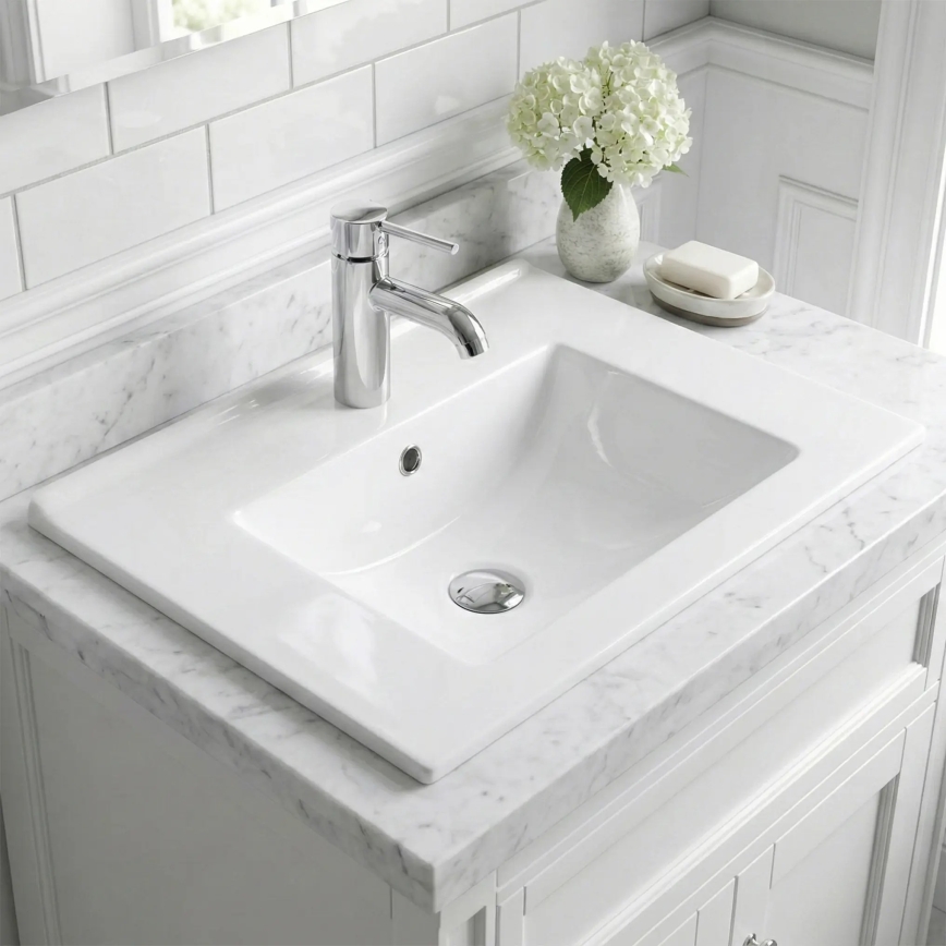 REA-U0190 - DAFNE Recessed Washbasin 46.5 x 72 cm, Ceramic, Glossy White