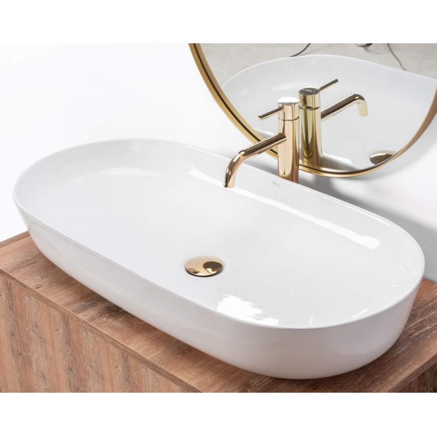 REA-U0563 - CLEO Countertop Basin 41 x 81 cm, ceramic / glossy white