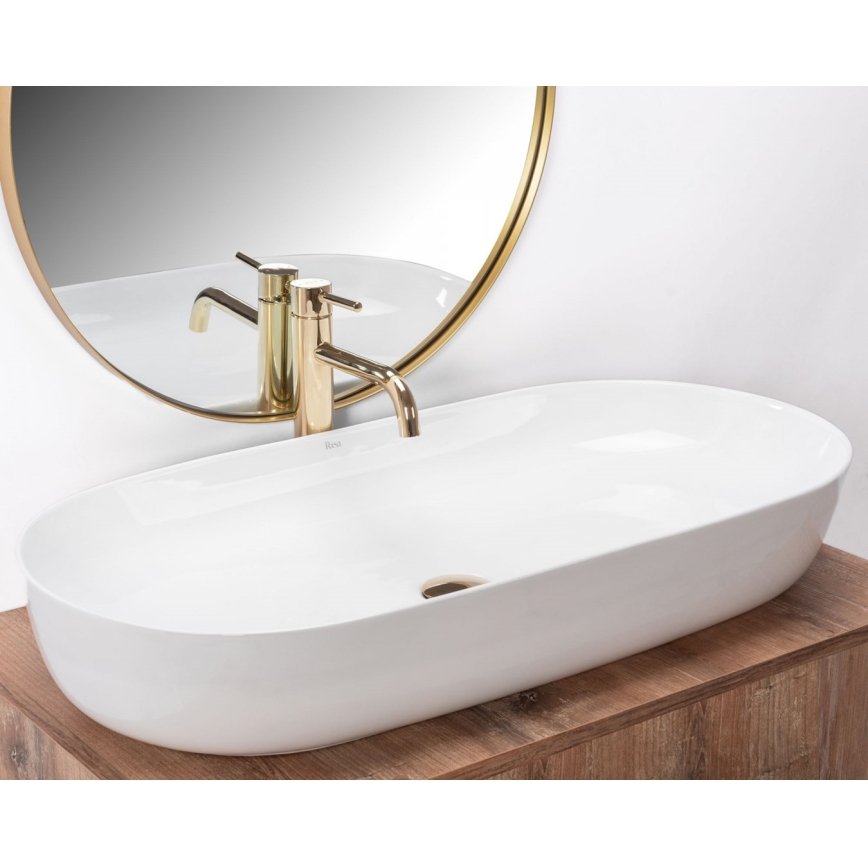 REA-U0563 - CLEO Countertop Basin 41 x 81 cm, ceramic / glossy white
