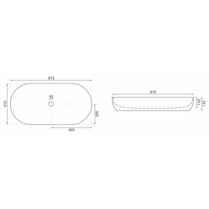 REA-U0563 - CLEO Countertop Basin 41 x 81 cm, ceramic / glossy white