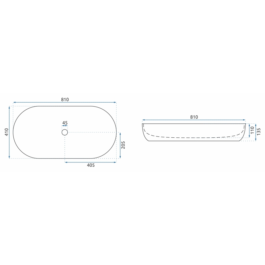 REA-U0563 - CLEO Countertop Basin 41 x 81 cm, ceramic / glossy white