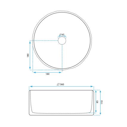 REA-U0601 - DELIA 36 cm Countertop Basin, Glossy White / Stone Effect