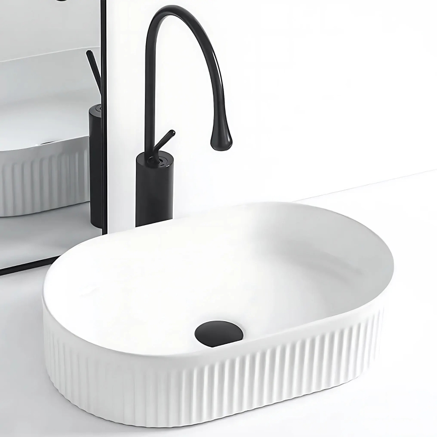 REA-U0603 - VANDA Countertop Basin 31x49 cm Ceramic/Glossy White