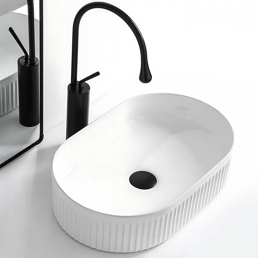 REA-U0603 - VANDA Countertop Basin 31x49 cm Ceramic/Glossy White