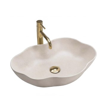 REA-U0617 - PEARL Countertop Basin 38x50,5 cm Ceramic/Beige/Stone Effect