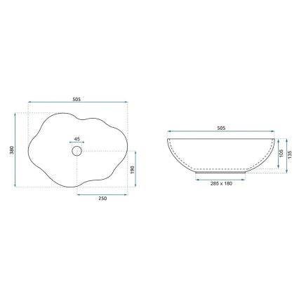 REA-U0617 - PEARL Countertop Basin 38x50,5 cm Ceramic/Beige/Stone Effect