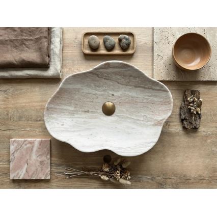 REA-U0618 - PEARL Countertop Basin 38x50.5 cm ceramic/beige/stone effect