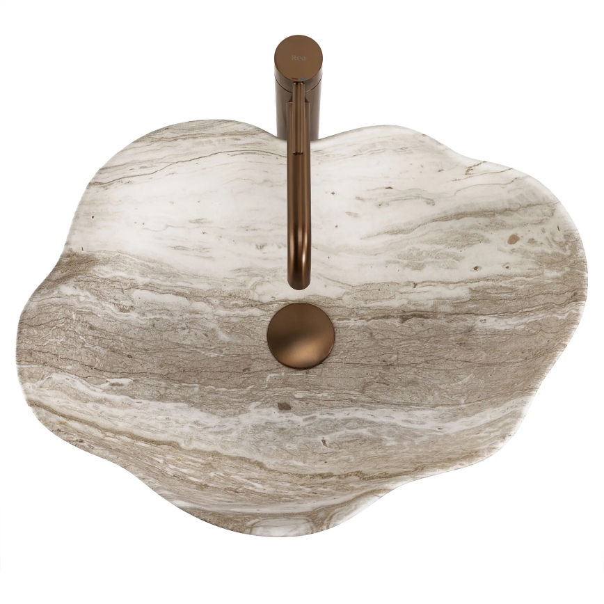 REA-U0618 - PEARL Countertop Basin 38x50.5 cm ceramic/beige/stone effect