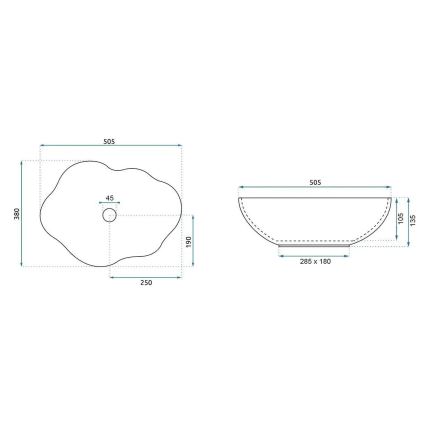 REA-U0618 - PEARL Countertop Basin 38x50.5 cm ceramic/beige/stone effect