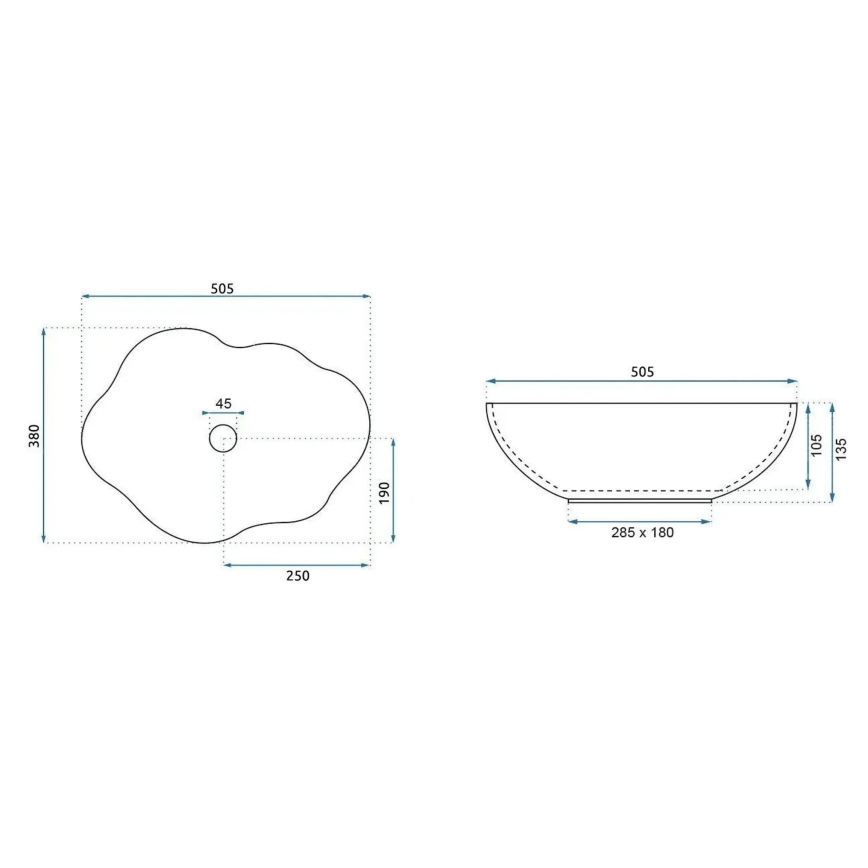 REA-U0618 - PEARL Countertop Basin 38x50.5 cm ceramic/beige/stone effect